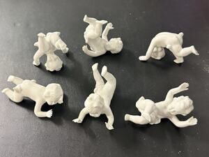 6 Vintage Unterweissbach Dresden Blanc de Chine Playful Nude Cherub Figurines